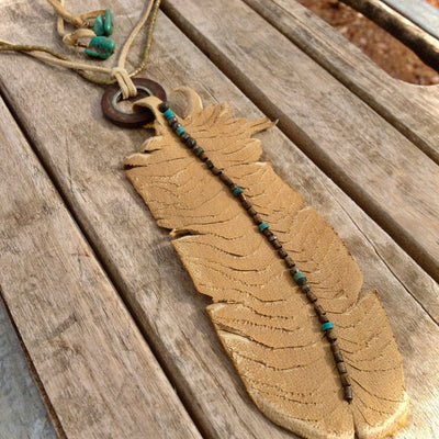 Leather Heather Feather Necklace