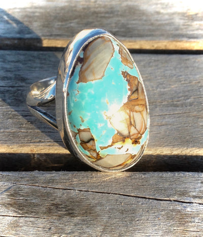 Royston Boulder Turquoise and Sterling Silver Ring 7