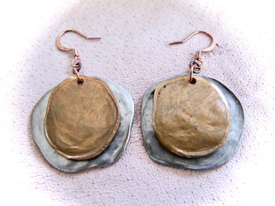 Smashed Copper Eclipse Earrings